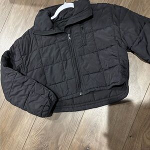 Black Quilted Cropped Jacket